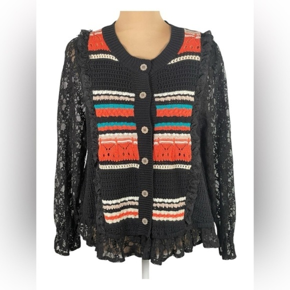 Pol Knit And Lace Multicolored Sweater NWT Medium - Picture 3 of 10